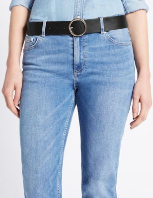 Faux Leather Round Buckle Hip Belt